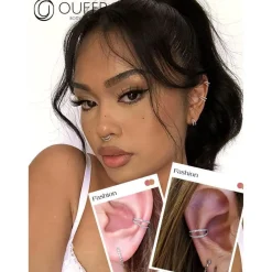 OUFER Body Piercing Helix Ohrring Creolen, doppelte Reihe mit klarem Zirkonia