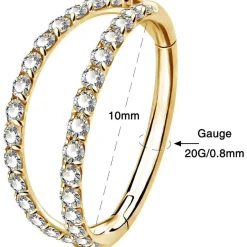 OUFER Body Piercing Helix Ohrring Creolen, doppelte Reihe mit klarem Zirkonia