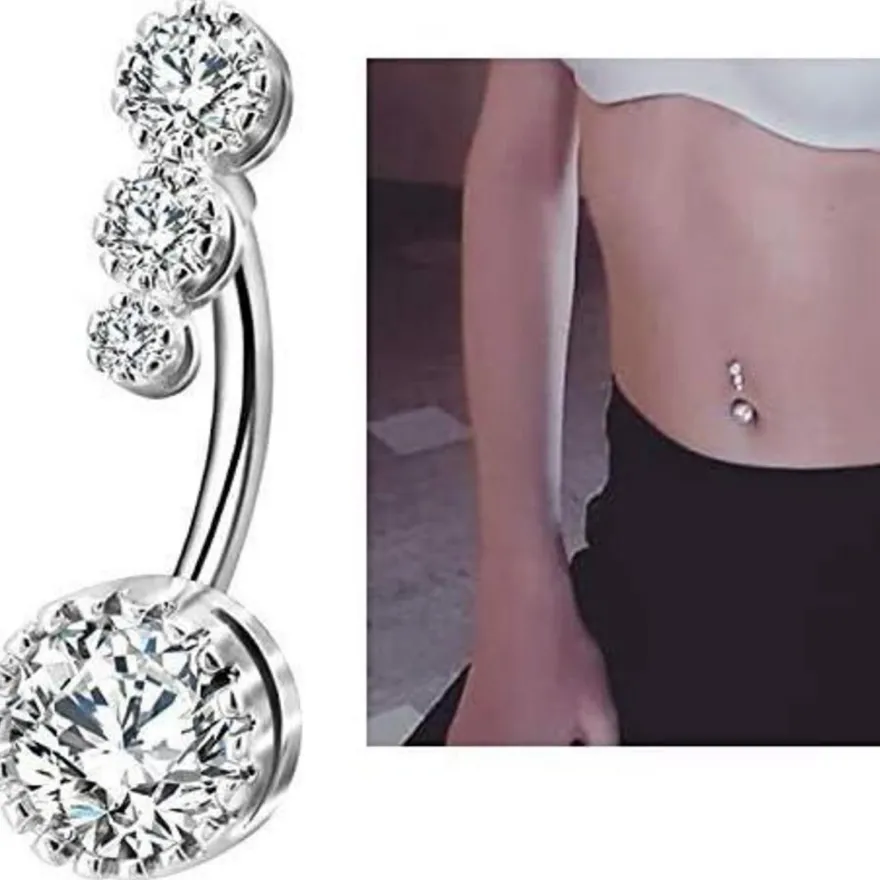 OUFER 14G Bauchnabelpiercing Silber 14mm, 316L Chirurgenstahl Barbell mit