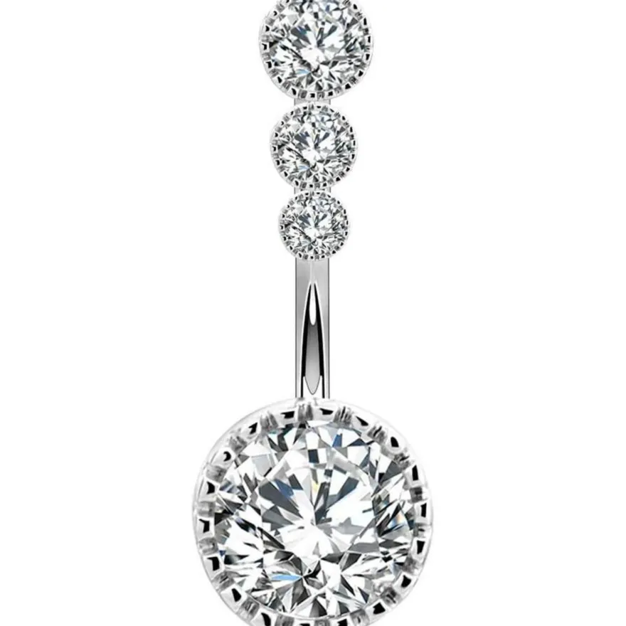 OUFER 14G Bauchnabelpiercing Silber 14mm, 316L Chirurgenstahl Barbell mit