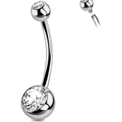 OUFER 14G Titan Bauchnabelpiercing 8mm 10mm 12mm 14mm CZ Kugeln Nabelring