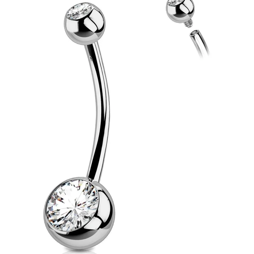 OUFER 14G Titan Bauchnabelpiercing 8mm 10mm 12mm 14mm CZ Kugeln Nabelring