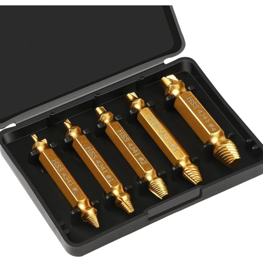 Oumuik Schraubenausdreher Set, 5 Stück HSS 4341 Schnellarbeitsstahl