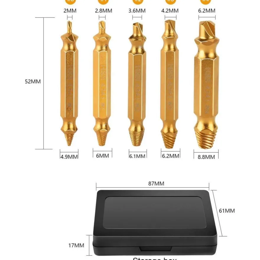 Oumuik Schraubenausdreher Set, 5 Stück HSS 4341 Schnellarbeitsstahl