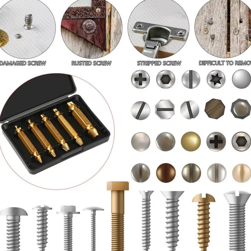 Oumuik Schraubenausdreher Set, 5 Stück HSS 4341 Schnellarbeitsstahl
