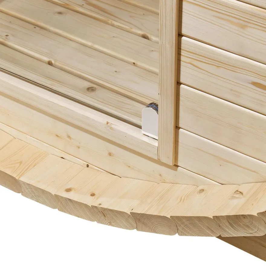 Outdoor Holz Fasssauna Saunafass 4 Größen Komplett SET mit Sauna Ofen + LED + Zubehör
