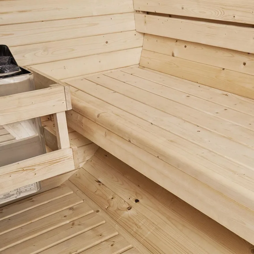Outdoor Holz Fasssauna Saunafass 4 Größen Komplett SET mit Sauna Ofen + LED + Zubehör