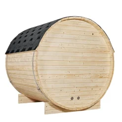Outdoor Holz Fasssauna Saunafass 4 Größen Komplett SET mit Sauna Ofen + LED + Zubehör