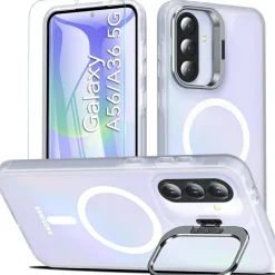 OWKEY Hülle für Samsung Galaxy A56/A36 5G mit Kamera Ständer, Schutzfolie