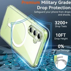 OWKEY Magnetische Hülle für Samsung Galaxy A54 5G, Matt Durchscheinend