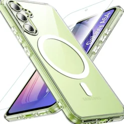 OWKEY Magnetische Hülle für Samsung Galaxy A54 5G, Matt Durchscheinend