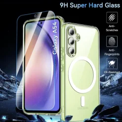 OWKEY Magnetische Hülle für Samsung Galaxy A54 5G, Matt Durchscheinend