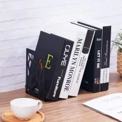 3 Paar Buchstützen aus Metall, Buchhalterung für Bücherregal, Küche, Büro
