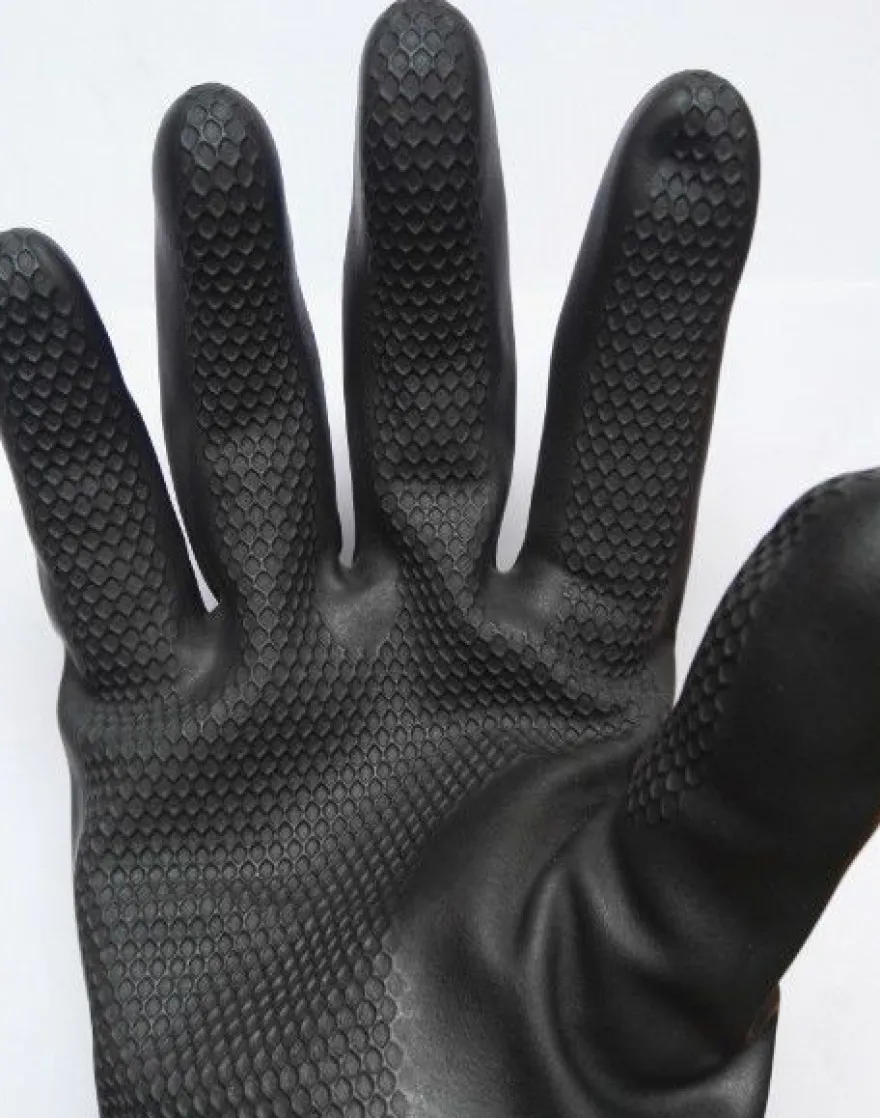 6 Paar Extra dicke Gummihandschuhe schwarz Latex Öl Säurefest Industriehandschuh
