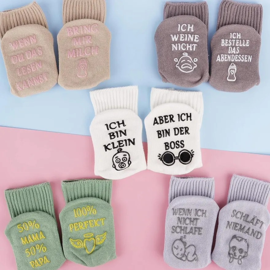 5 Paar Jeasona Baumwolle Baby Anti-Rutsch-Socken 0-12 Monate Mädchen Jungen