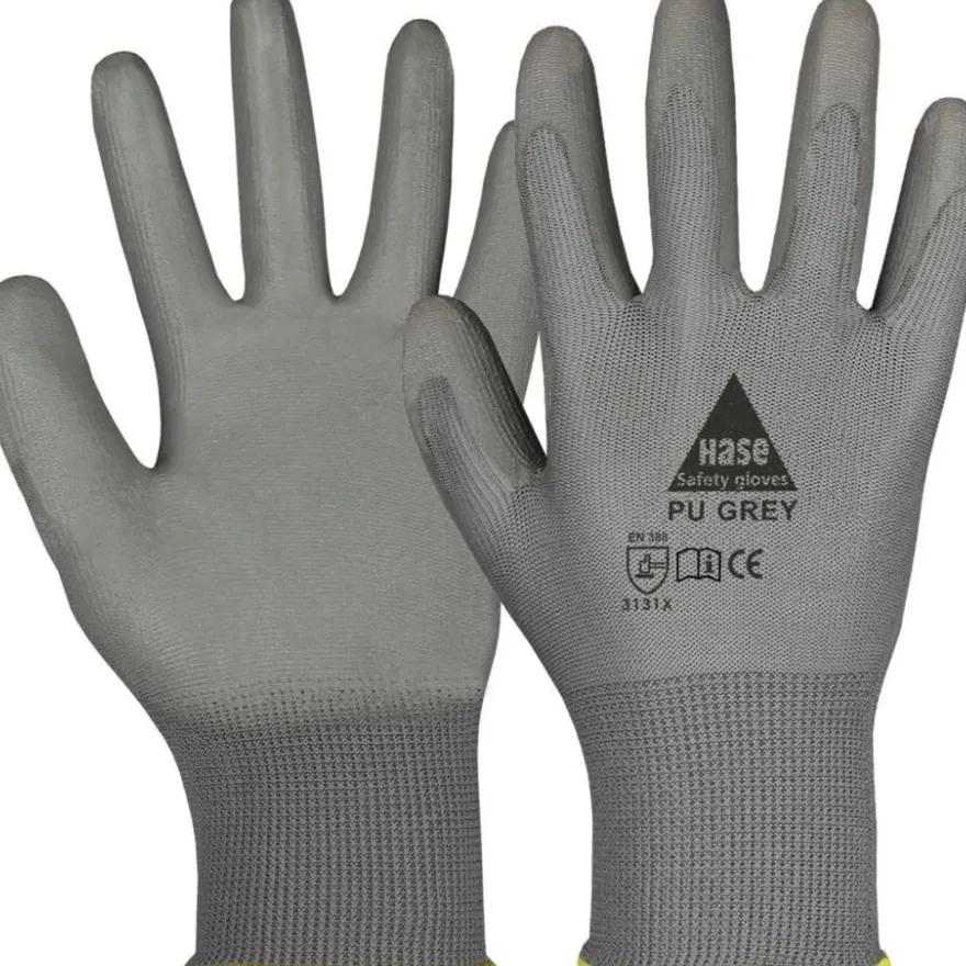 10 Paar Montagehandschuhe PU grau Größe 6 für Feinarbeiten