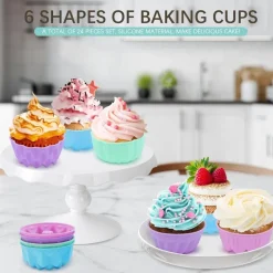 24Pack Silicone Donut Mold Baking Cups Pan Muffin Jello Bagel Oven Microwave