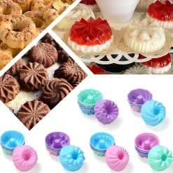24Pack Silicone Donut Mold Baking Cups Pan Muffin Jello Bagel Oven Microwave