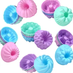 24Pack Silicone Donut Mold Baking Cups Pan Muffin Jello Bagel Oven Microwave