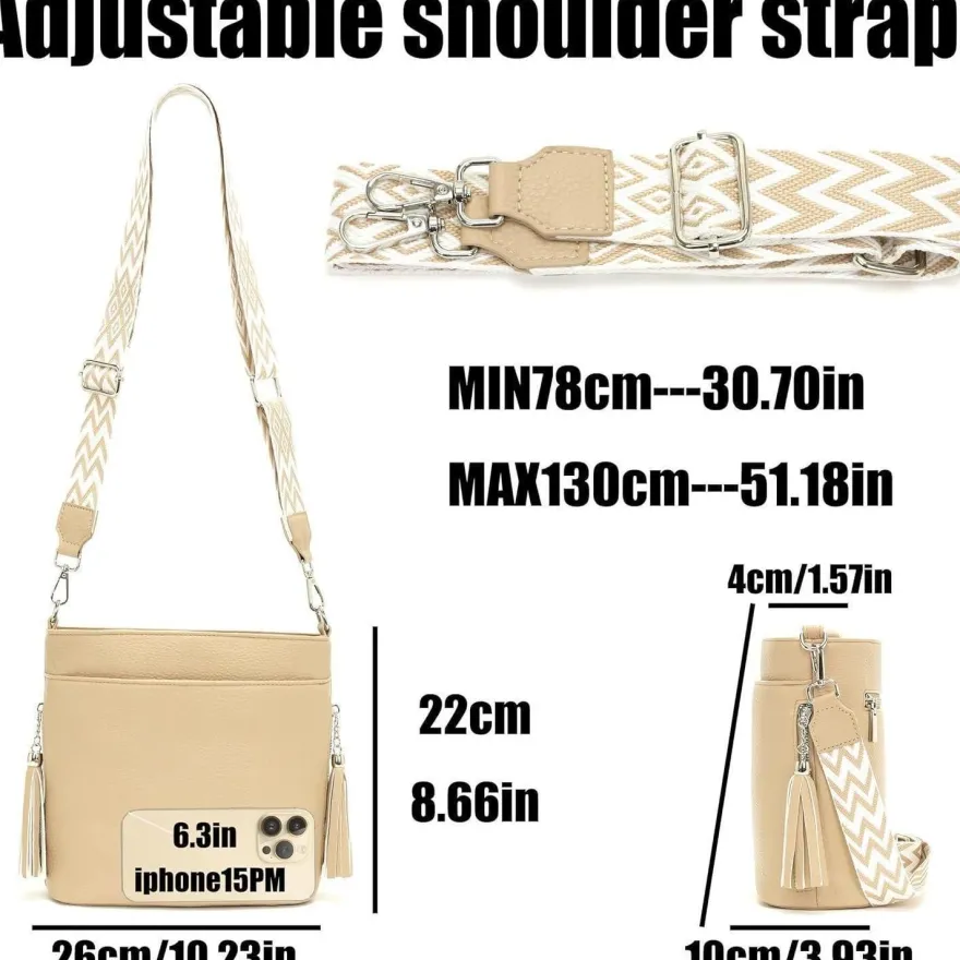 Paigtes Umhängetasche Damen Mittelgroß Crossbody Bag aus PU-Leder, Neu-Hellkhaki