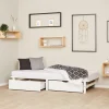 Palettenbett 90x200 cm mit Bettkasten 2er Set Lattenrost Massivholzbett Weiß Palet
