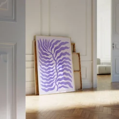 Palmenblatt Lila Abstrakt Poster · Organische Linien im Modernen Minimal Stil