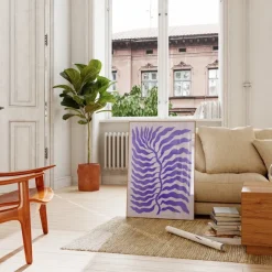 Palmenblatt Lila Abstrakt Poster · Organische Linien im Modernen Minimal Stil