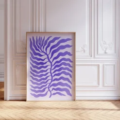 Palmenblatt Lila Abstrakt Poster · Organische Linien im Modernen Minimal Stil