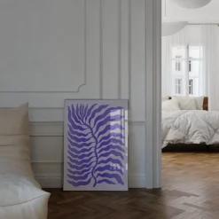 Palmenblatt Lila Abstrakt Poster · Organische Linien im Modernen Minimal Stil