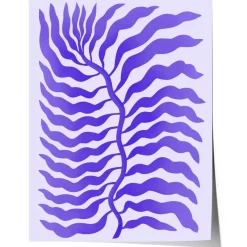 Palmenblatt Lila Abstrakt Poster · Organische Linien im Modernen Minimal Stil