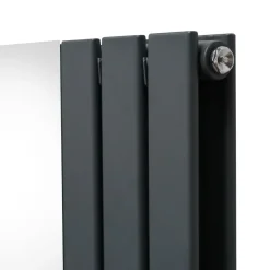 Paneelheizkörper + Spiegel & Chrom Thermostatventile Anthrazitgrau 1800 x 565mm