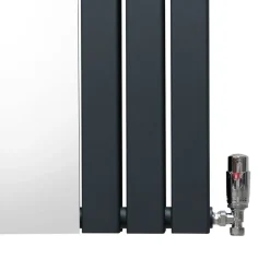 Paneelheizkörper + Spiegel & Chrom Thermostatventile Anthrazitgrau 1800 x 565mm