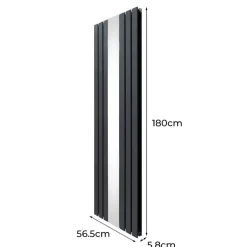 Paneelheizkörper + Spiegel & Chrom Thermostatventile Anthrazitgrau 1800 x 565mm