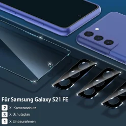 Panzerfolie für Samsung Galaxy S21 FE 5G Schutzglas [9H Härte] [kratzfest] HD