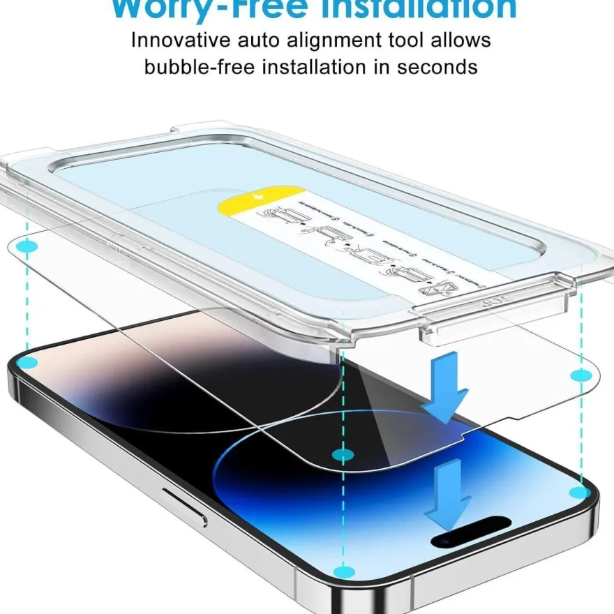 Panzer Schutzfolie iPhone 14 Pro 6,1 Zoll Displayschutz Kit 9H 2