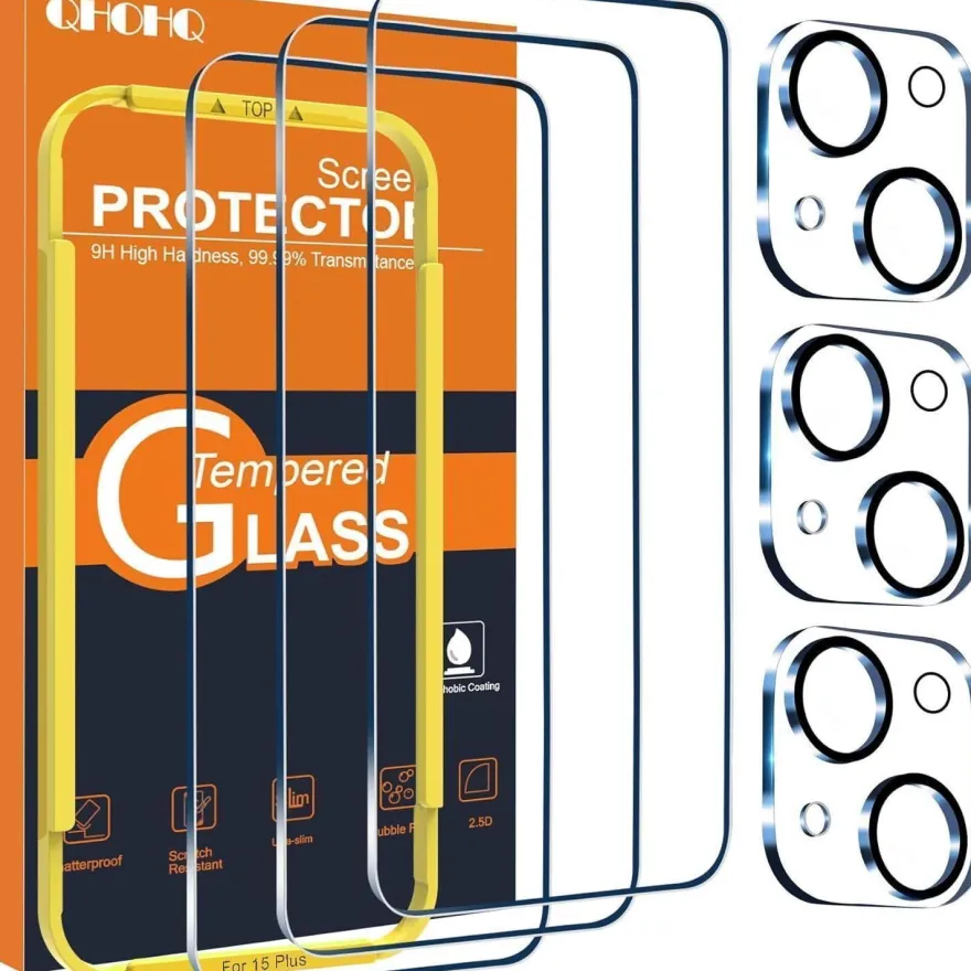 Panzer Schutz Glas + Kameraschutz für iPhone 15 Plus 6,7 Zoll