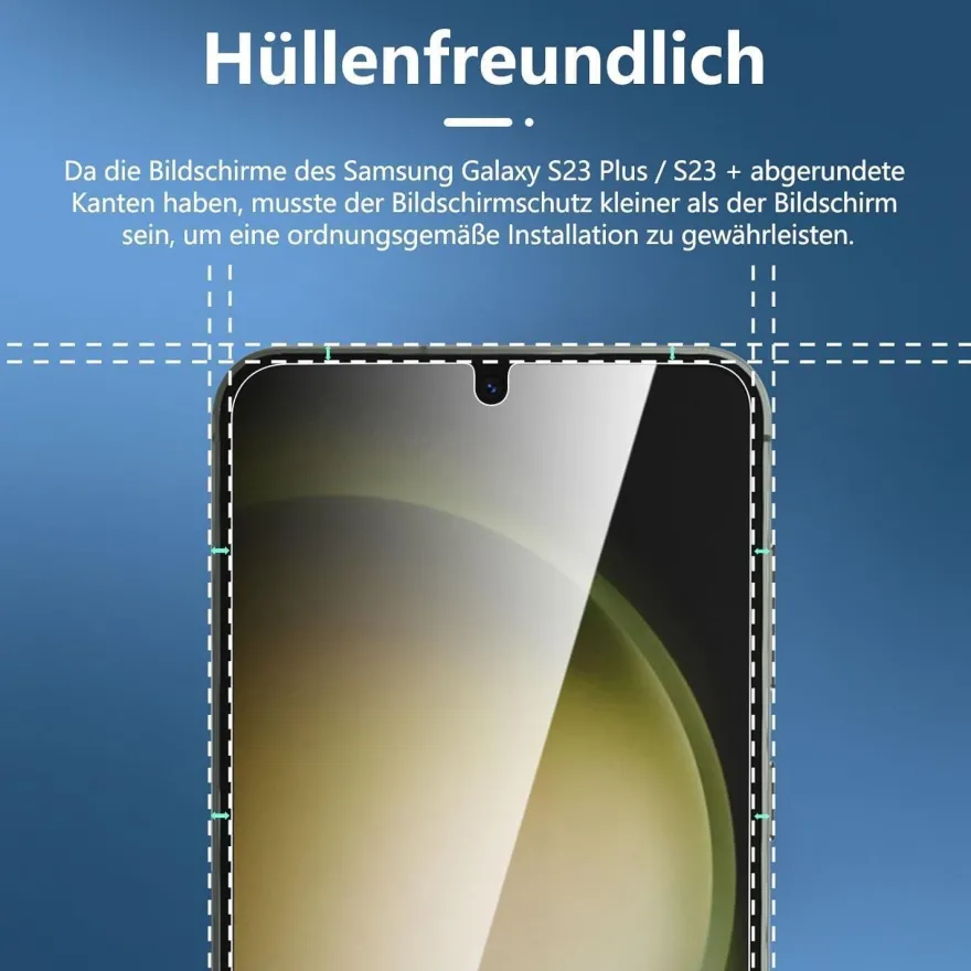 Panzer Schutz Glas Samsung Galaxy S23 Plus 6,6 Zoll 9H Ultra-klar