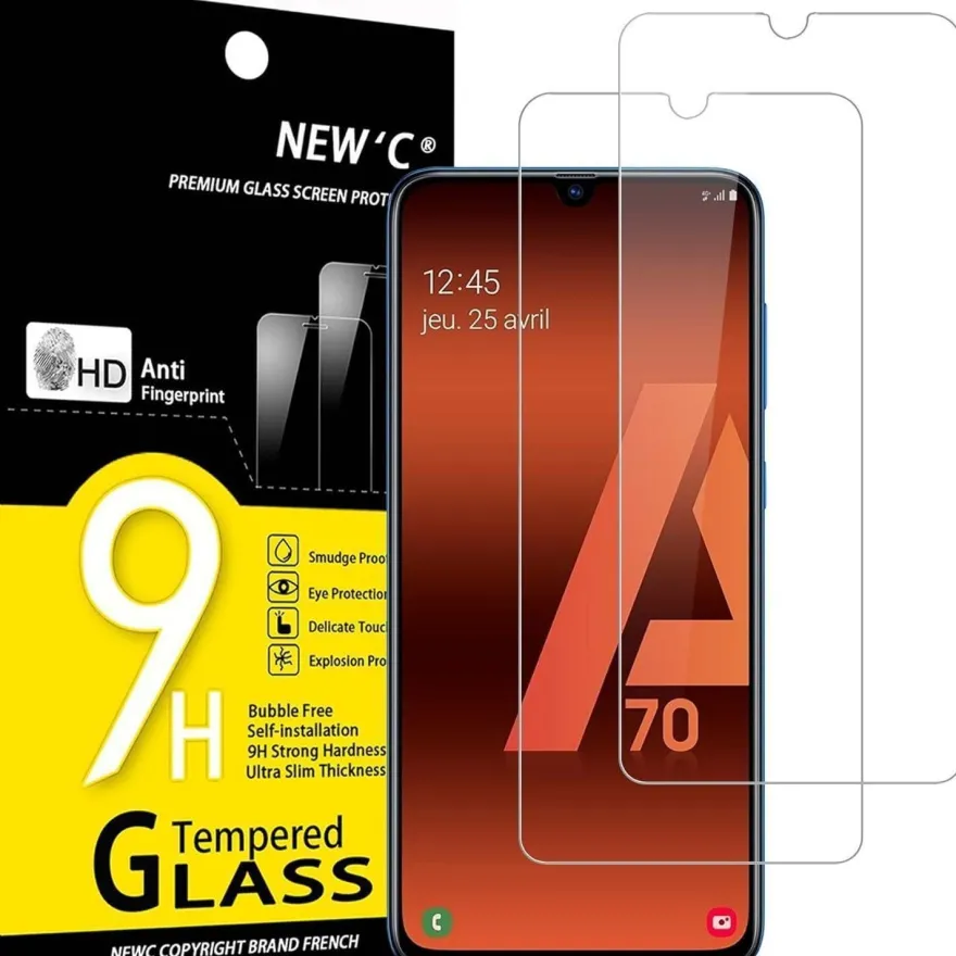 Panzer Schutz Glas Samsung Galaxy A70 2 Stück 9H Härte 0.33mm Ultra-klar