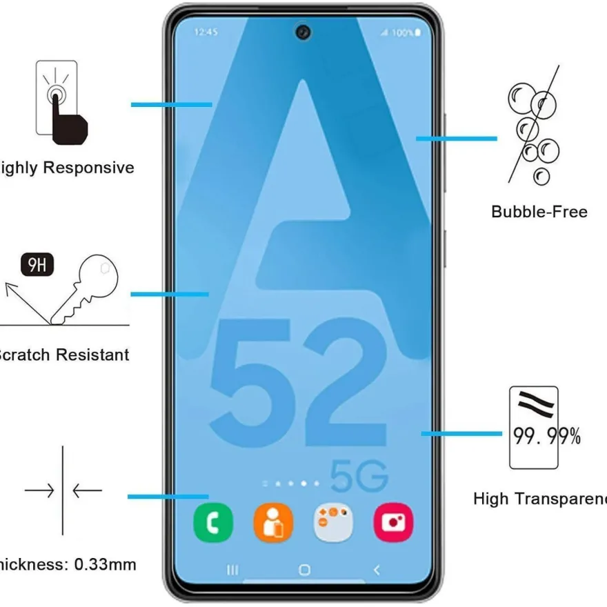 Panzer Schutz Glas Samsung Galaxy A52 A52 5G A52S 5G 9H Ultra-klar