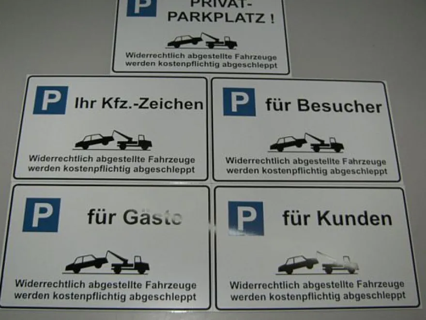 Parkplatz Privatparkplatz Schild/ Schilder mit Wunschtext oder eigener Autonummer