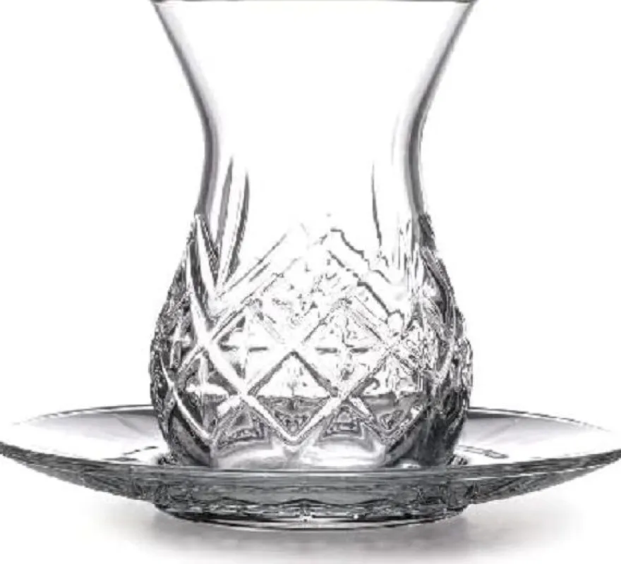 Pasabahce Timeless Teeglas Set 12 Teilig mit Untertassen 132ml aus Glas transparent