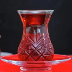 Pasabahce Timeless Teeglas Set 12 Teilig mit Untertassen 132ml aus Glas transparent