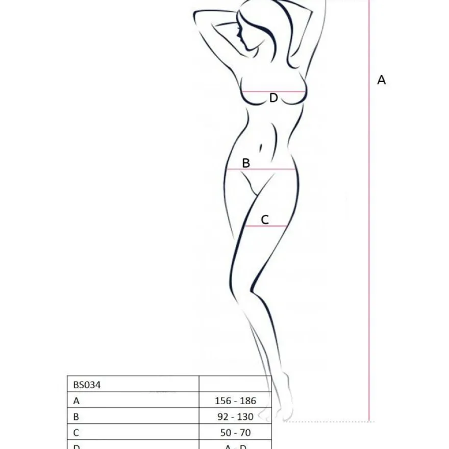 Passion Woman Netz-Body mit Stickerei BS034 Schwarz Einheitsgröße