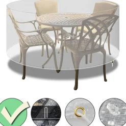 PATIO PLUS Runde Terrassenmöbelabdeckung wasserdicht, winddicht, UV-Schutz