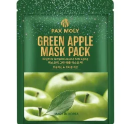 PaxMoly, Green Apple, aufhellende Tuchmaske, für Gesicht, Tag und Nacht, 25 ml