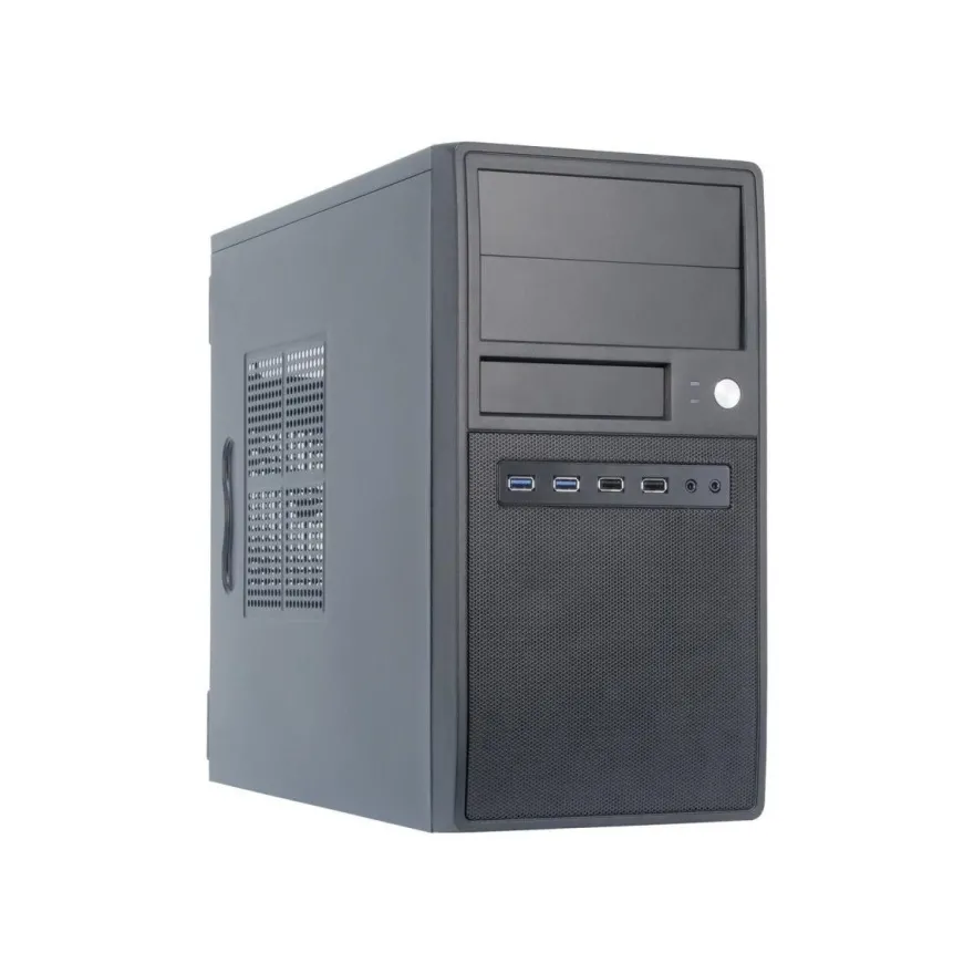 PC-Gehäuse Chieftec Mini Tower, werkzeugloses Design, schwarz