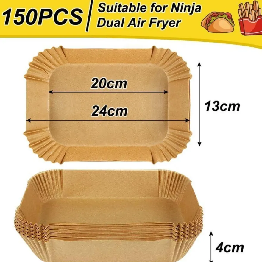 150PCS Backpapier für Heißluftfritteuse, Air Fryer Zubehör für Ninja Dual Zone