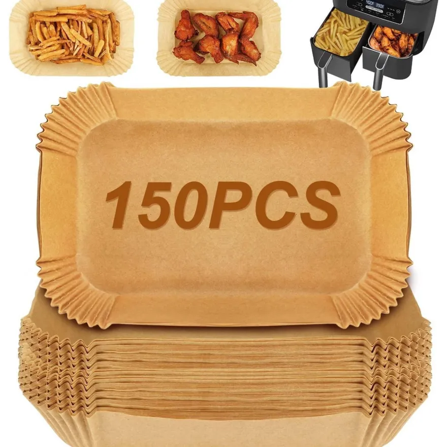 150PCS Backpapier für Heißluftfritteuse, Air Fryer Zubehör für Ninja Dual Zone