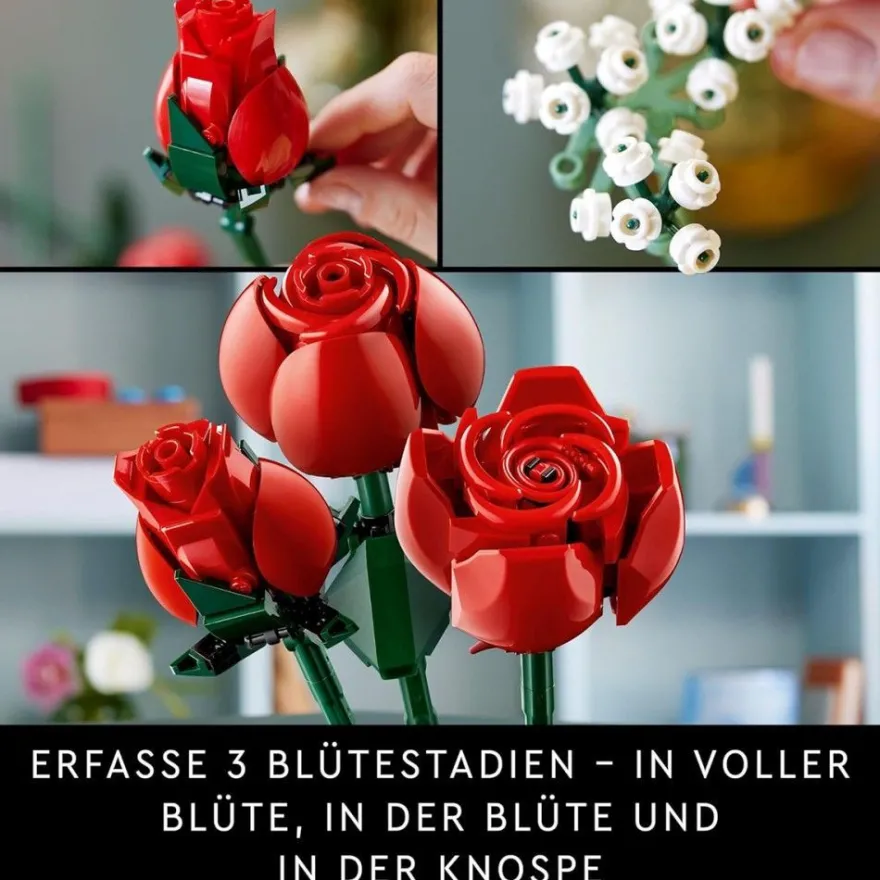 822Pcs Blumen Bausteine Set Blumenstraub Bauspielzeug Valentinstag Geschenk DE