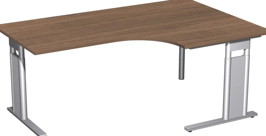 PC-Schreibtisch rechts höhenverstellbar, C Fuß Blende optional, 1800x1200x680-820,